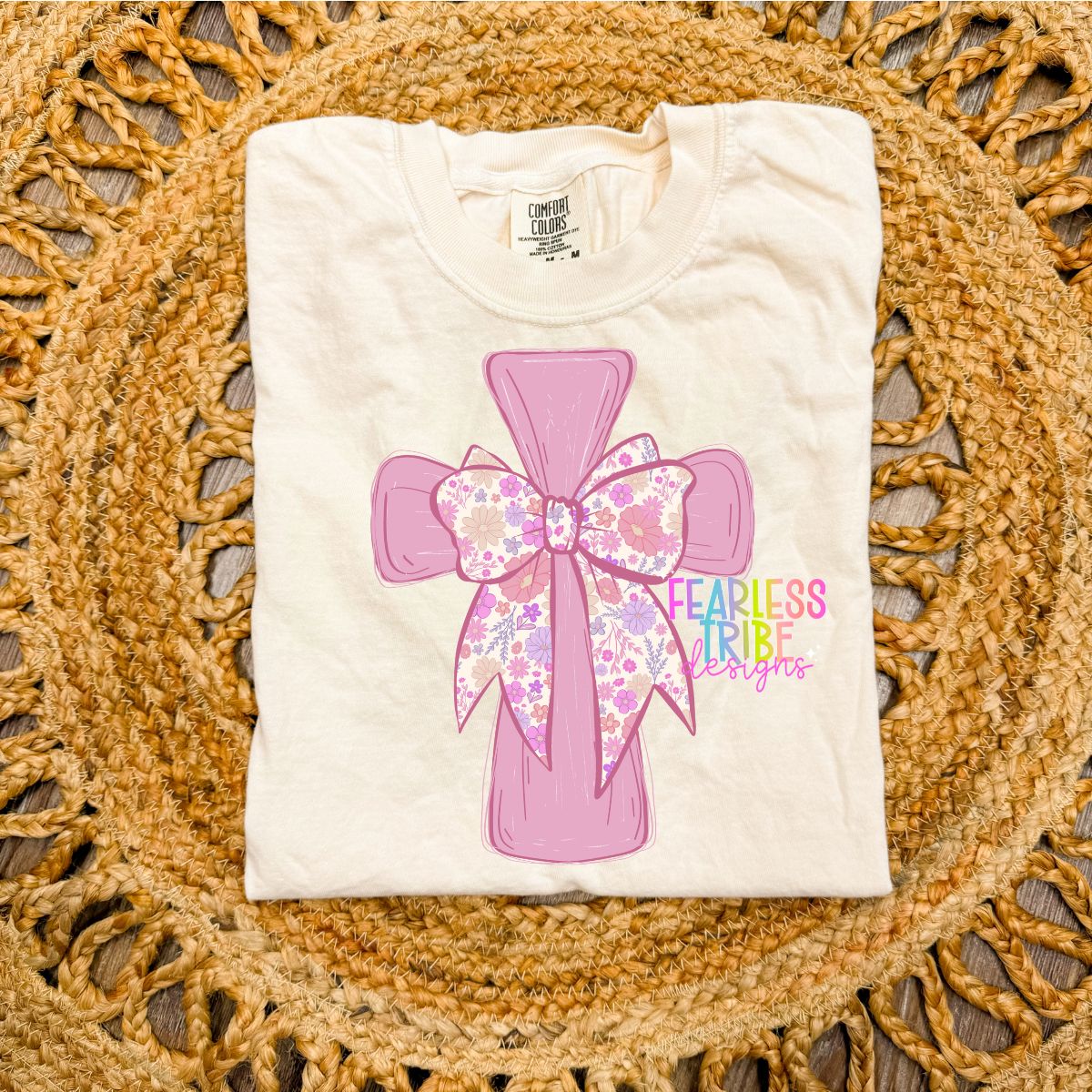 Pink Cross with Floral Cross Apparel