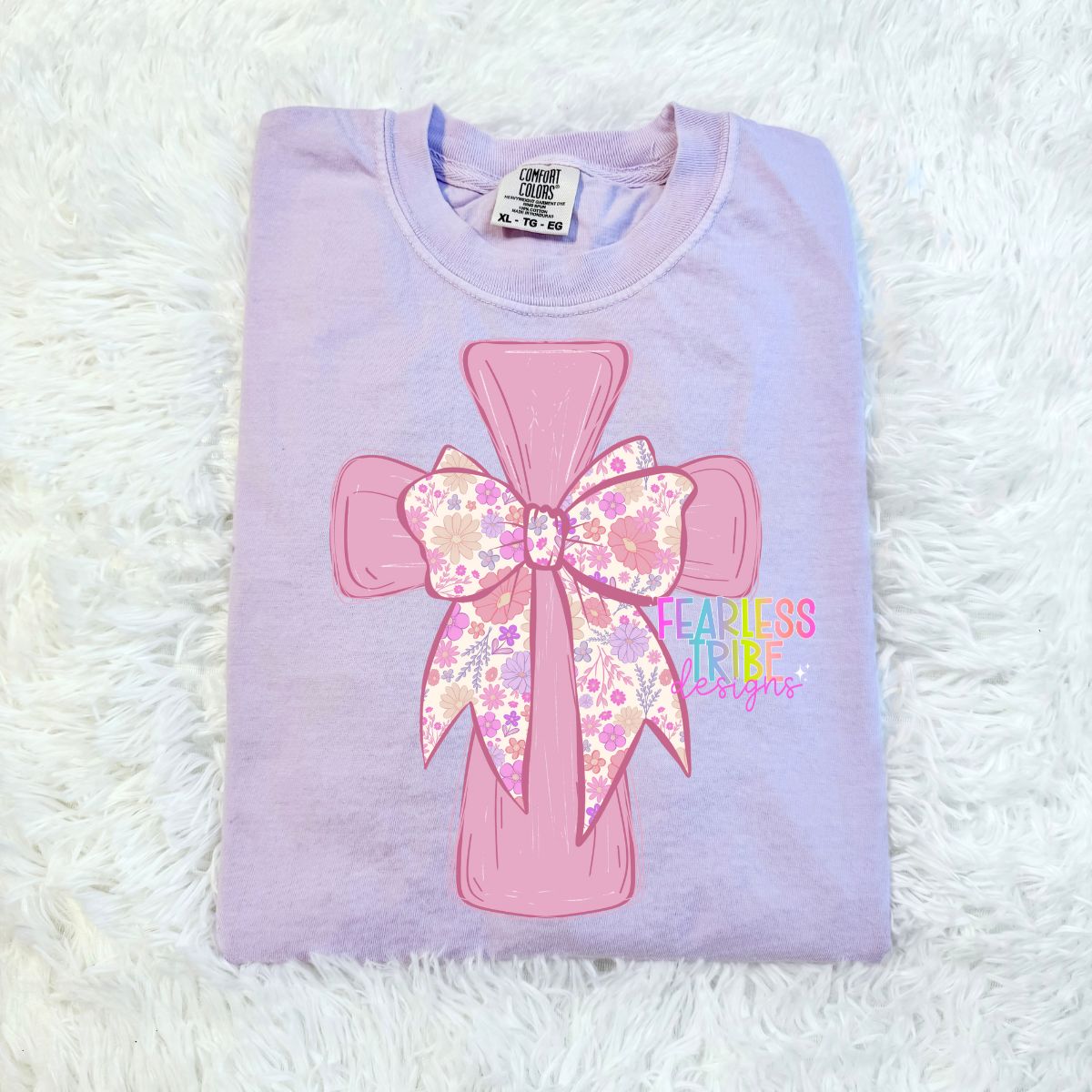 Pink Cross with Floral Cross Apparel