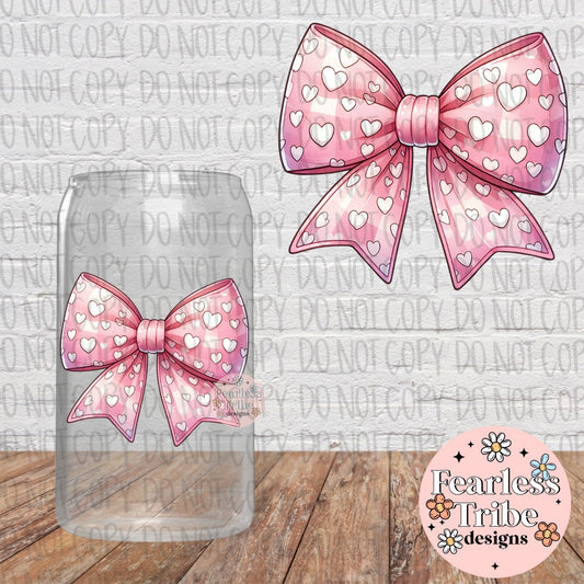 Light Pink Bow with Hearts Decal