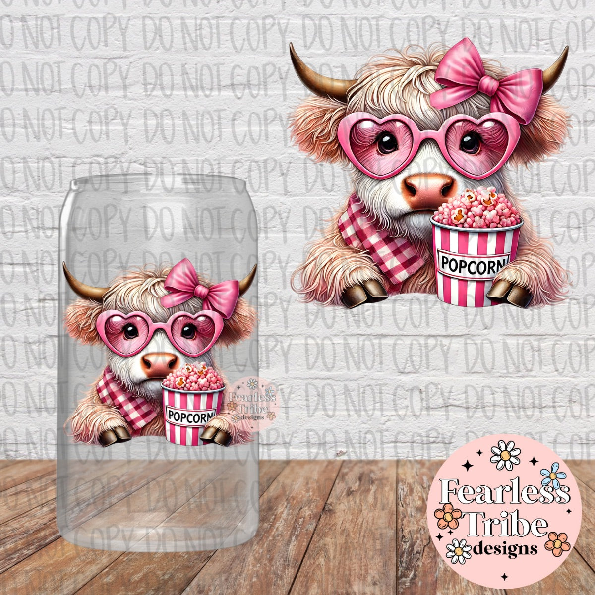 Highland Cow with Popcorn Decal