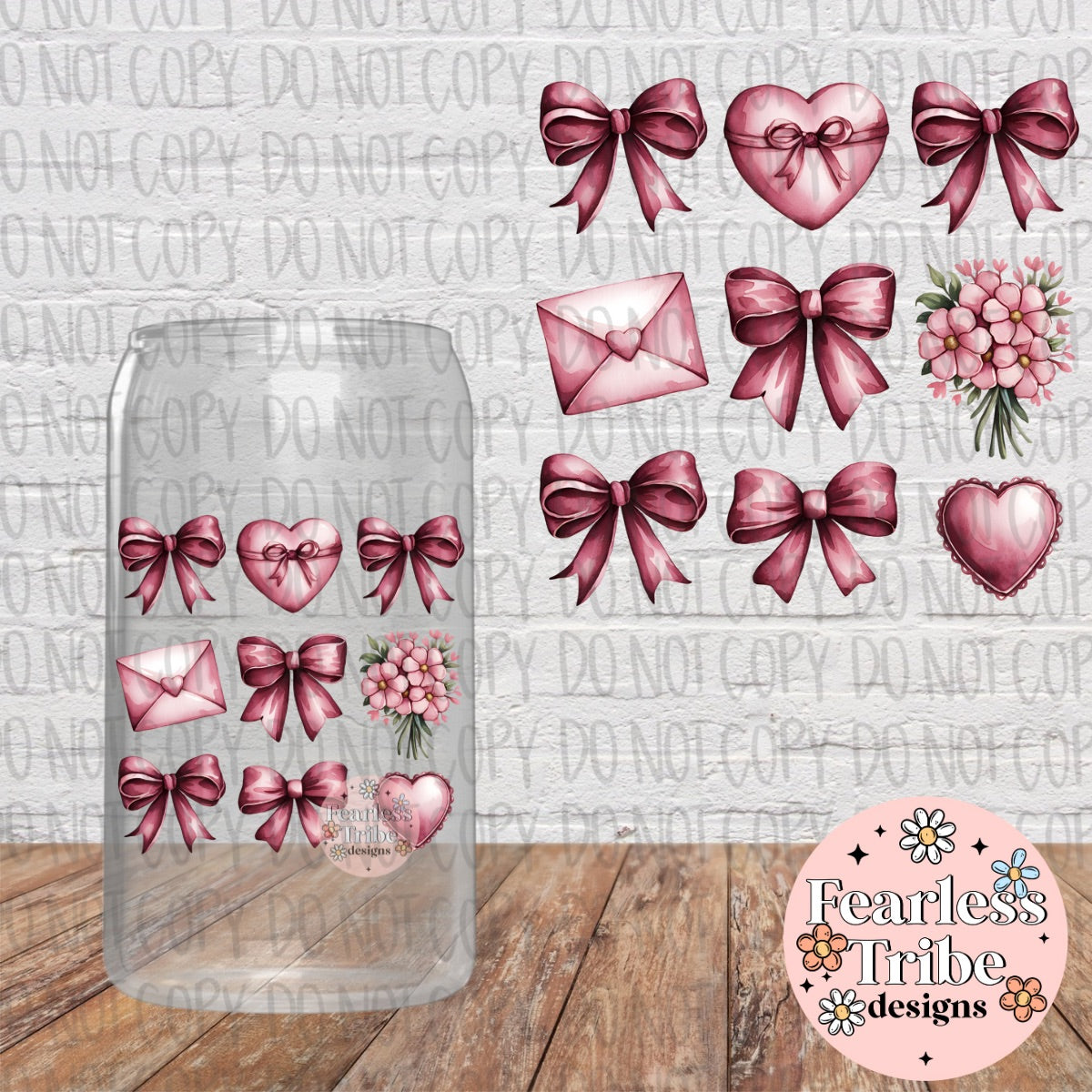 Maroon Bow and Flower Collage Decal