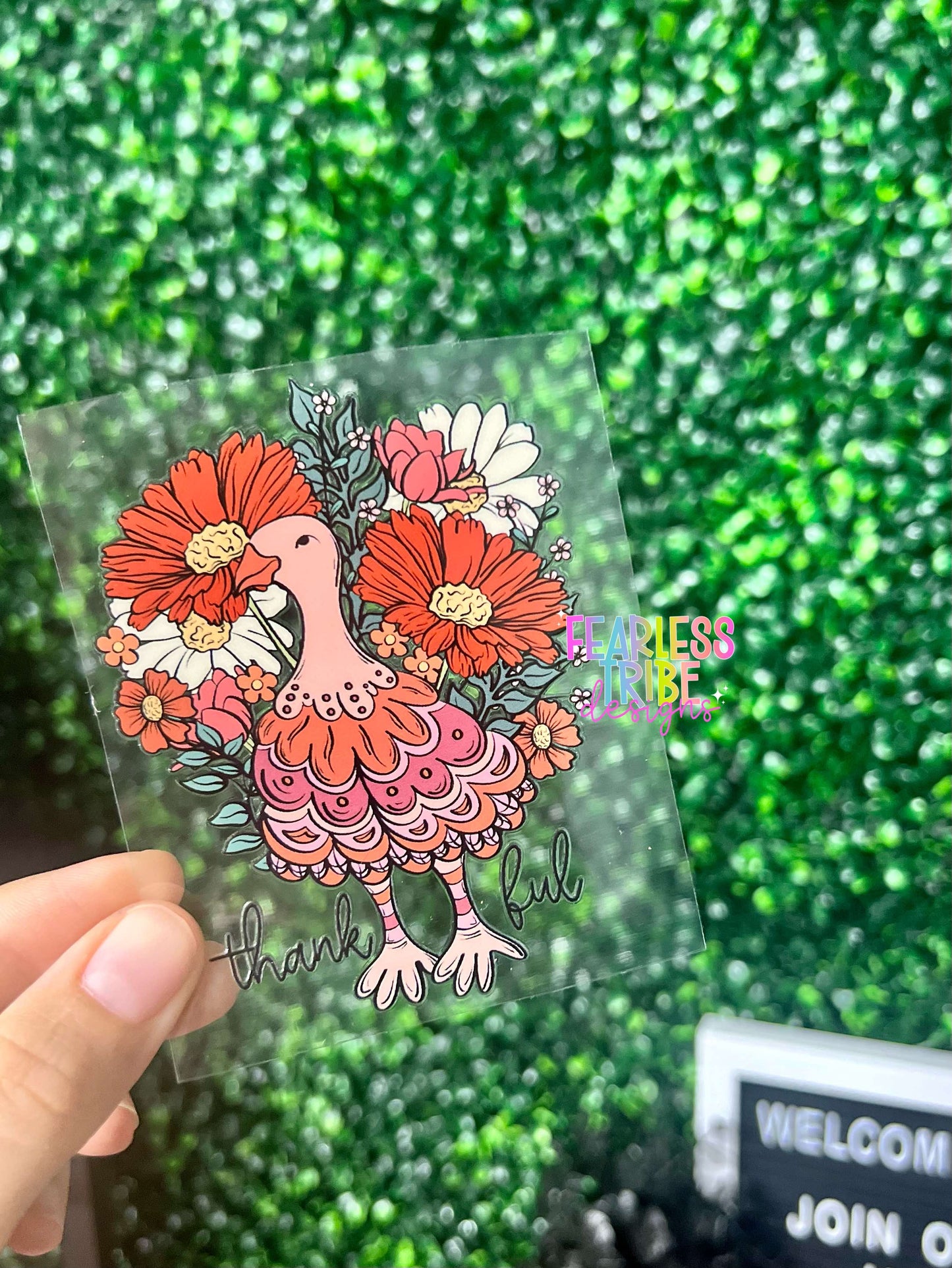 Floral Thankful Turkey Decal