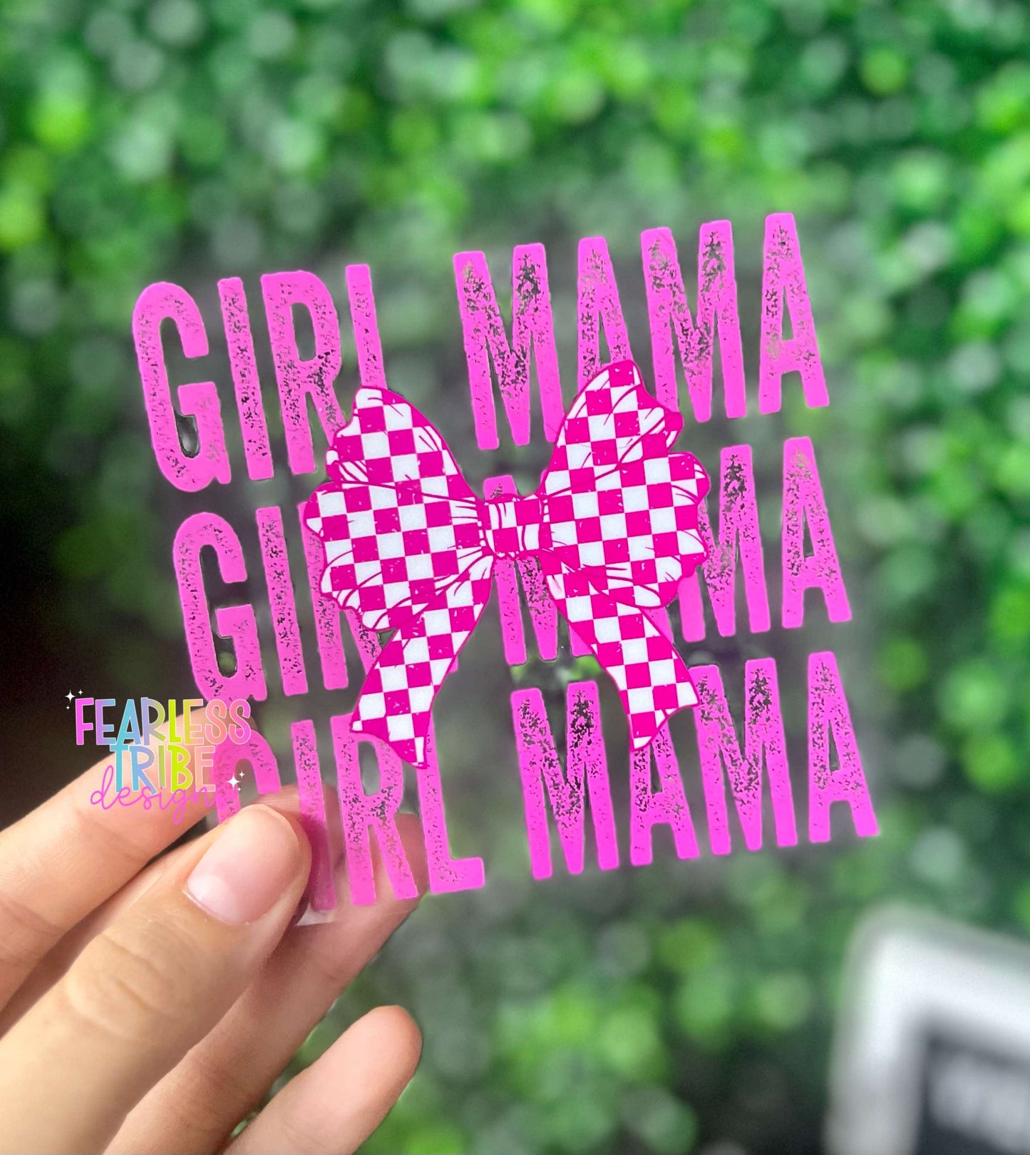 Pink Girl Mama Bow Decal