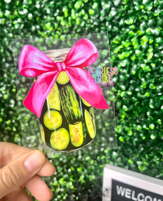 Pickle Jar with Bow Decal