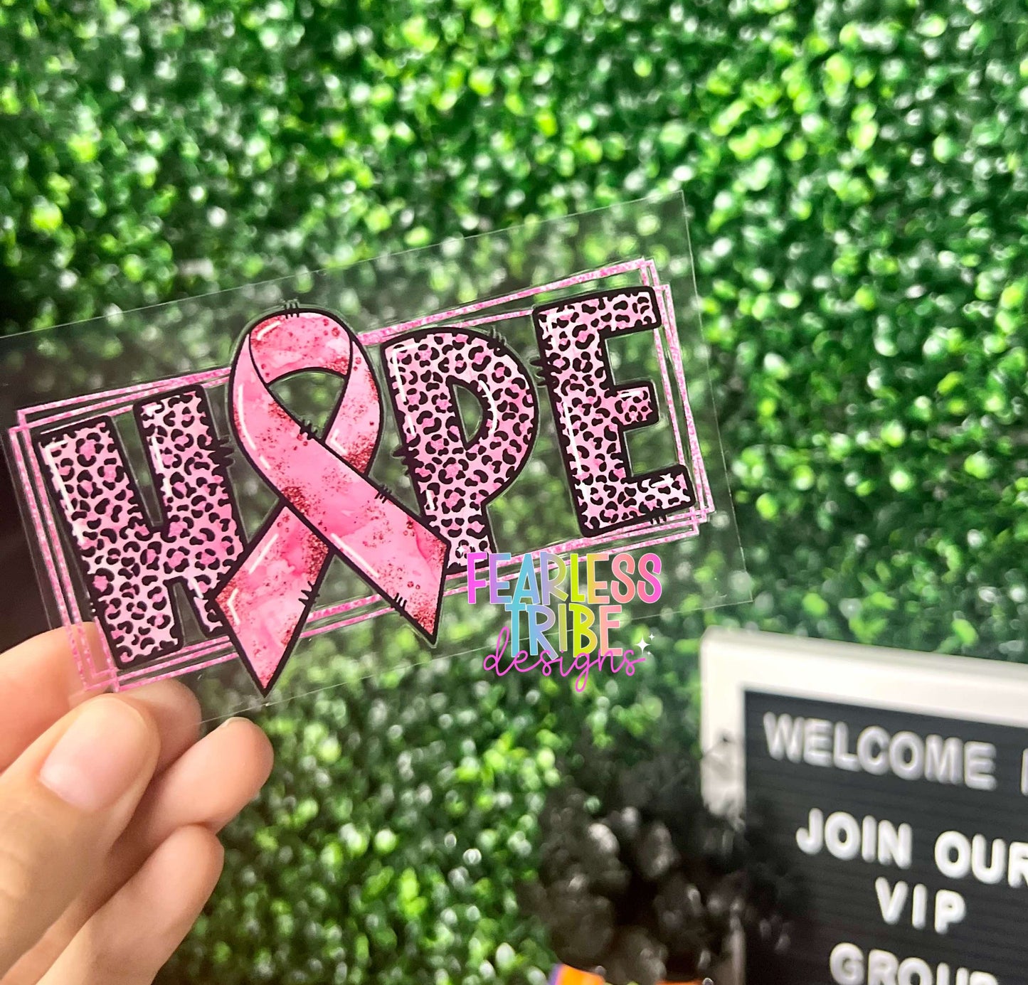 Hope Leopard Ribbon Decal