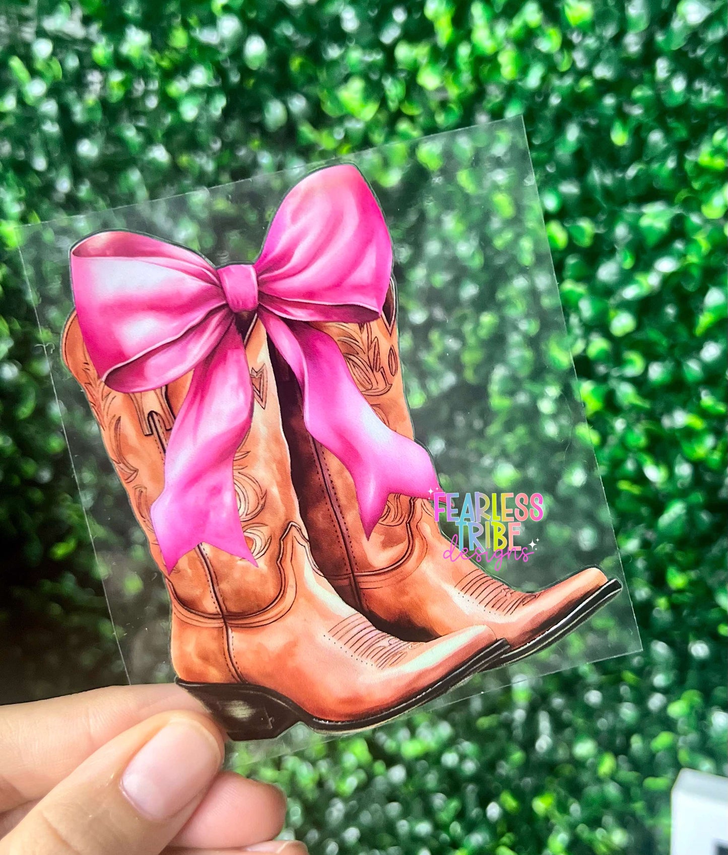 Pink Bow Cowgirl Boots Decal