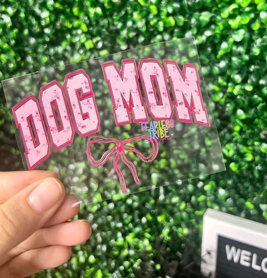 Dog Mom with Pink Bow Decal