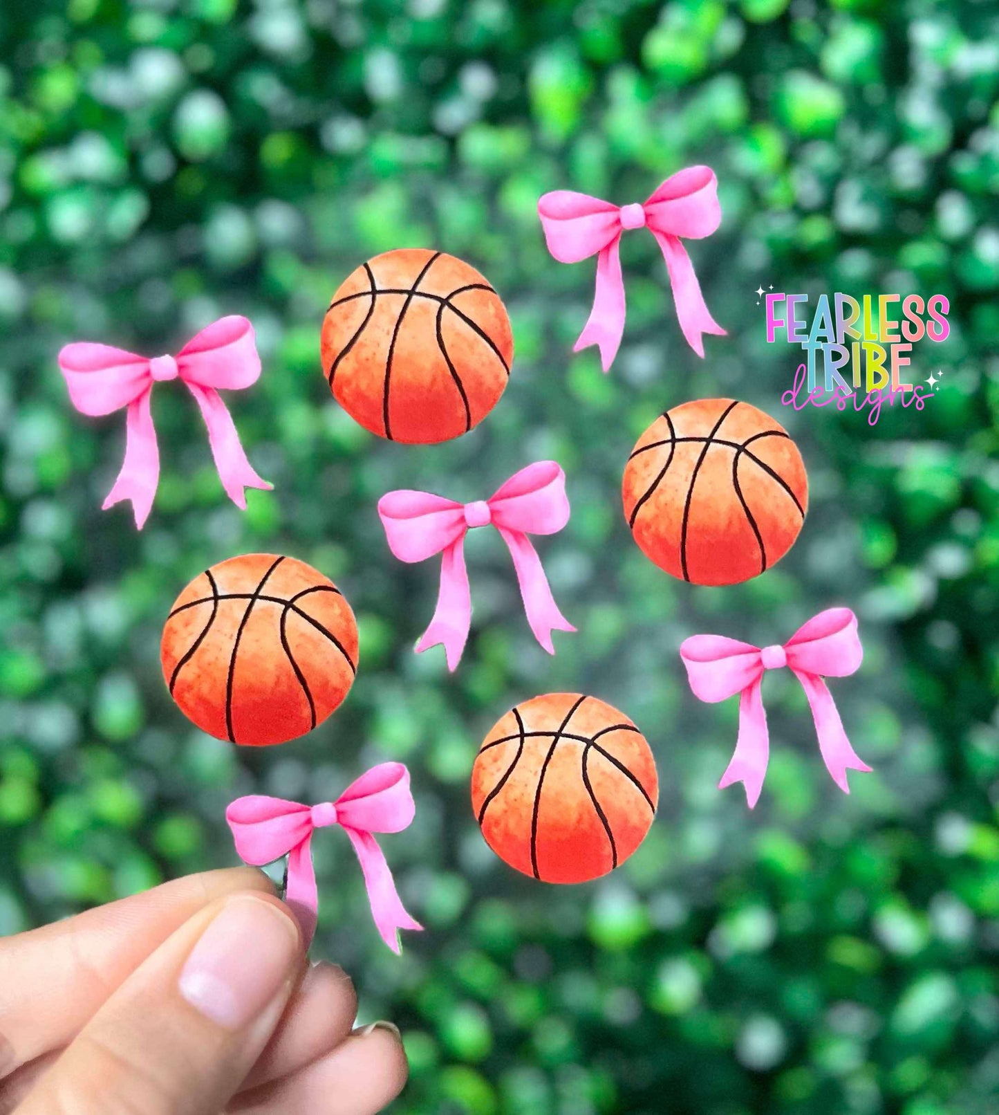 Basketball & Pink Bows Decal