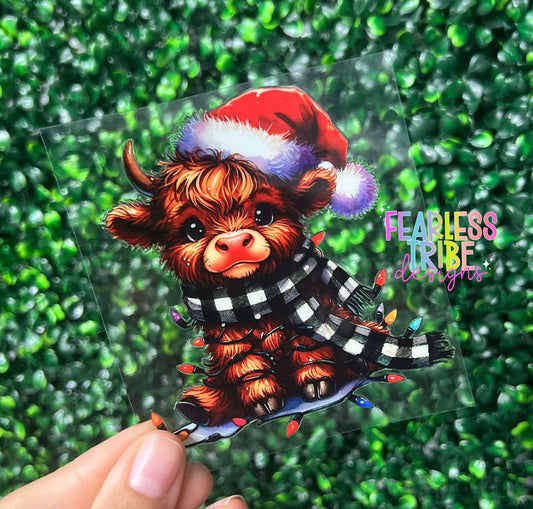 Christmas Highland Cow Decal