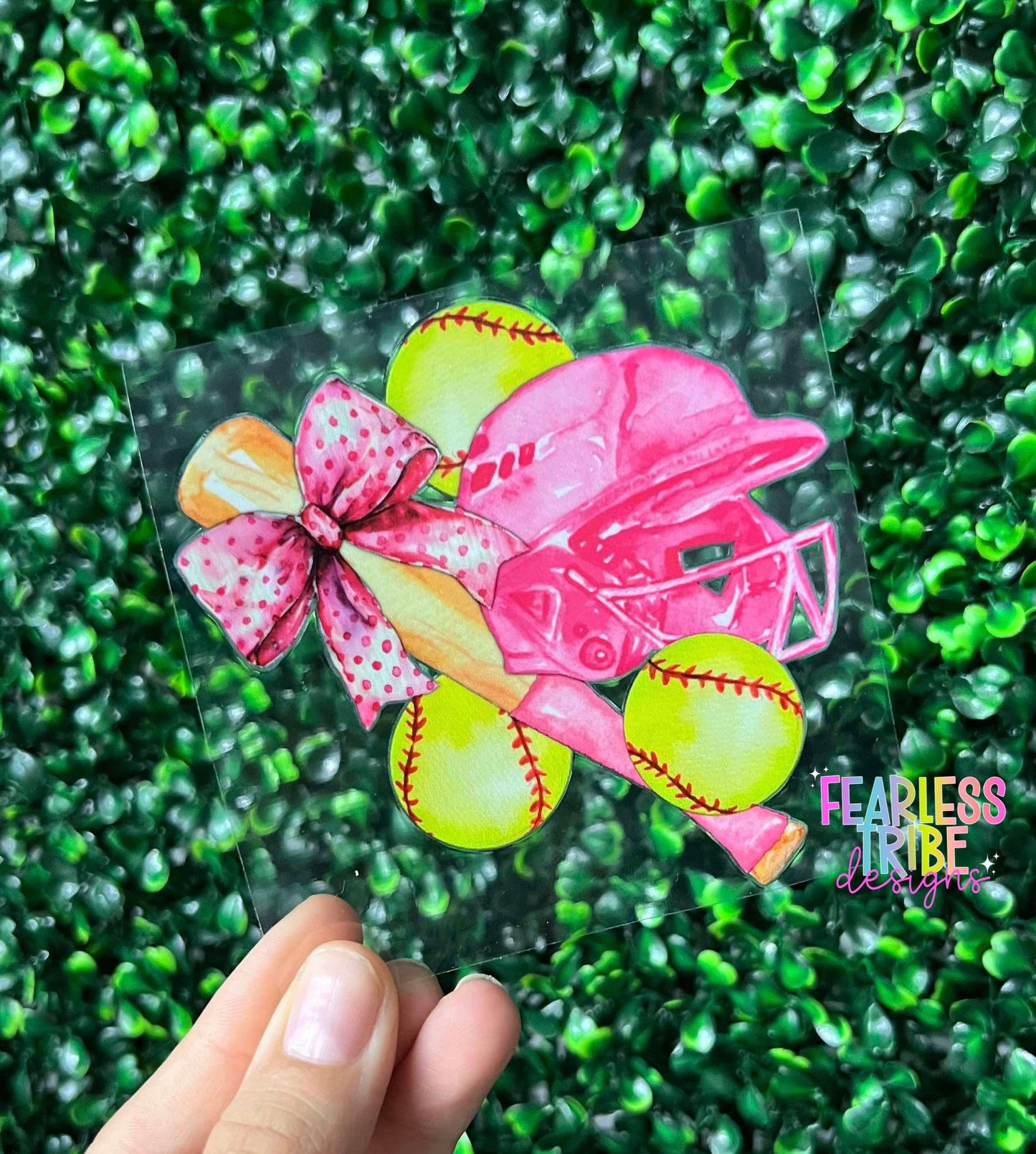 Pink and Yellow Softball Collage Decal