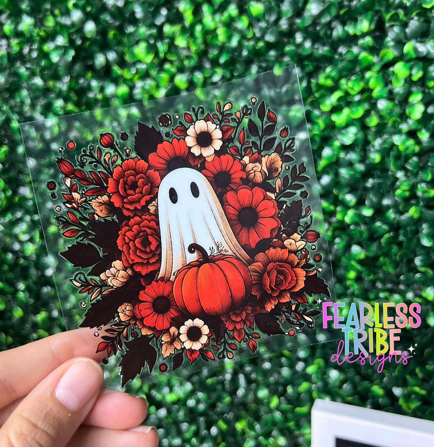 Floral Ghost with Pumpkin Decal