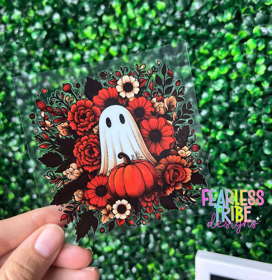 Floral Ghost with Pumpkin Decal