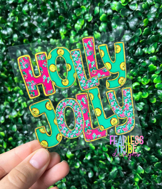 Pink & Green Holly Jolly Decal