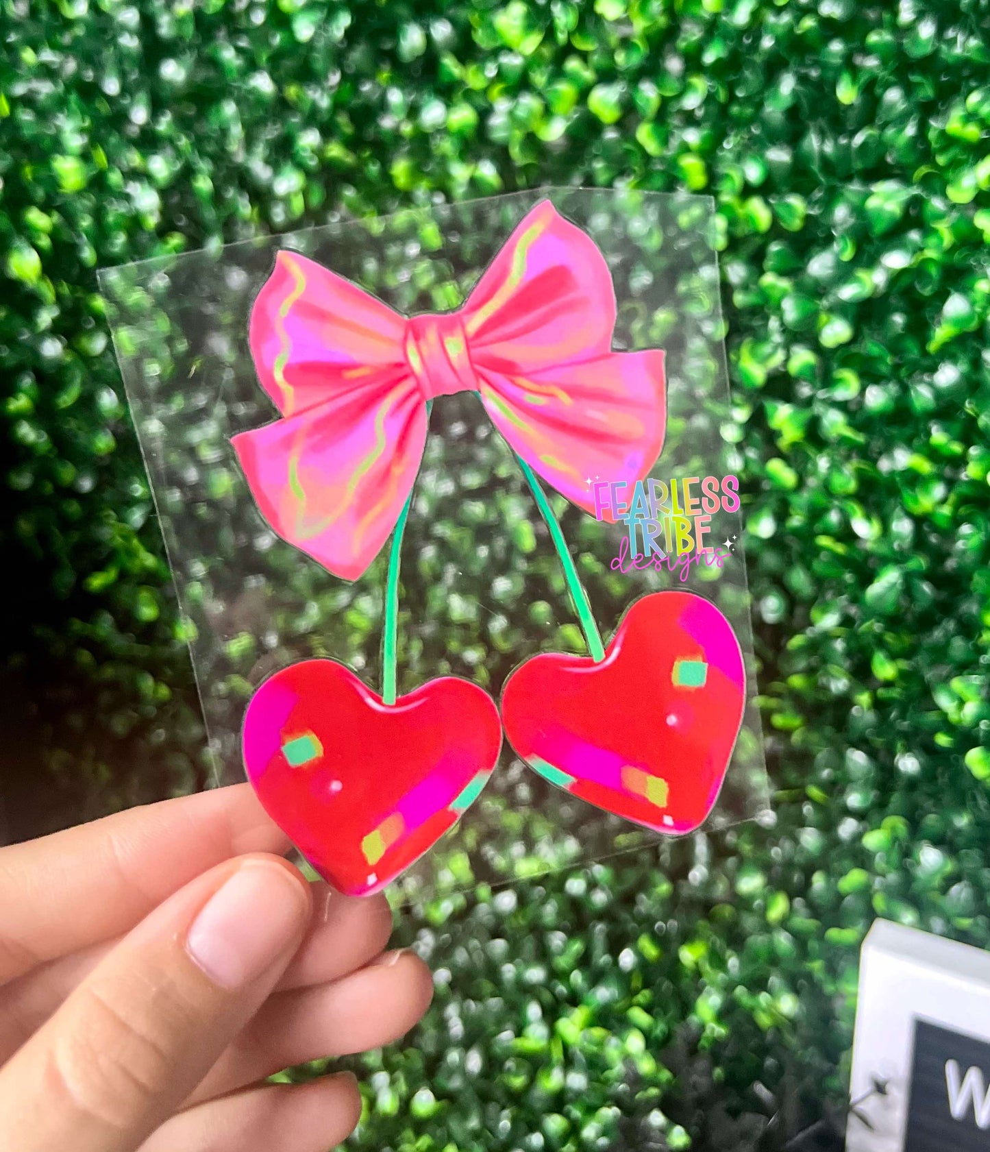 Holographic Cherries with Bow Decal