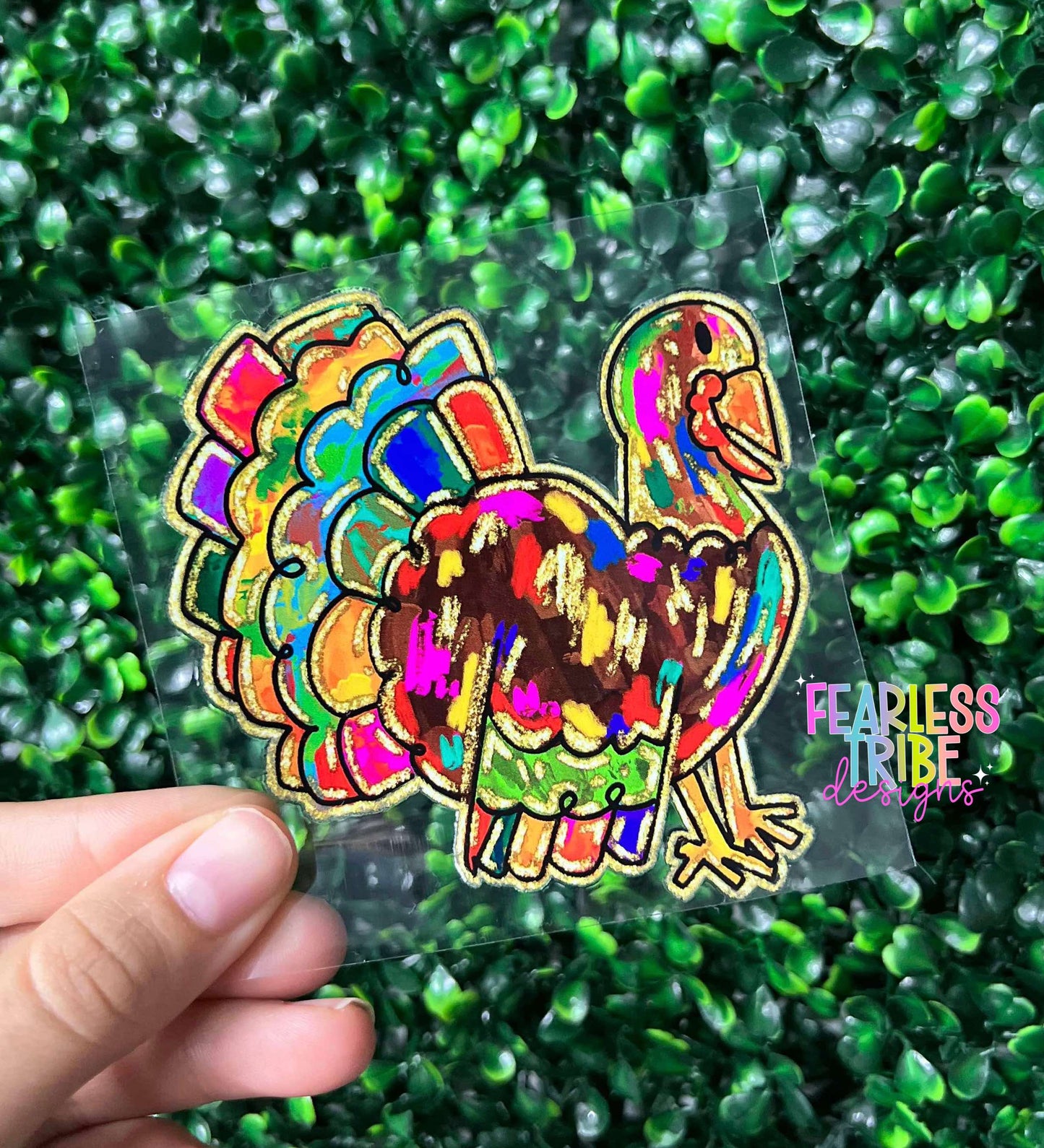 Gold Colorful Turkey Decal