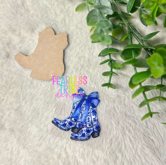 Blue Floral Cowgirl Boots Bundle