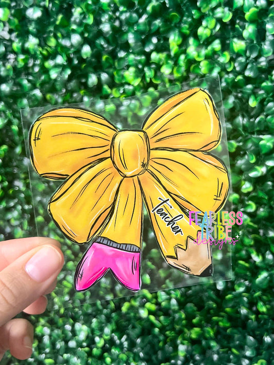 Teacher Pencil Bow Decal