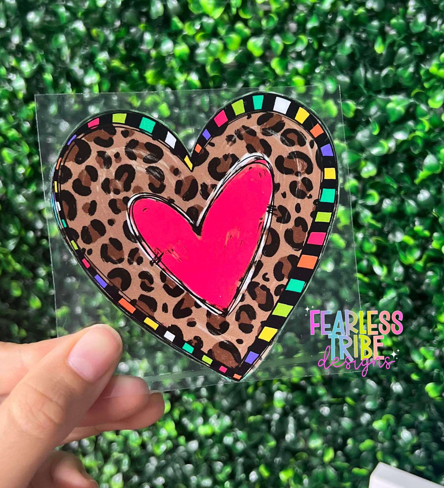 Leopard Colored Heart Decal