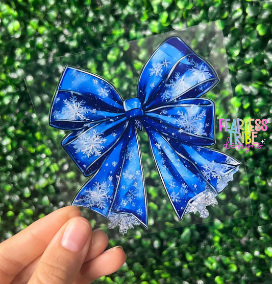 Blue Snowflake Bow Decal