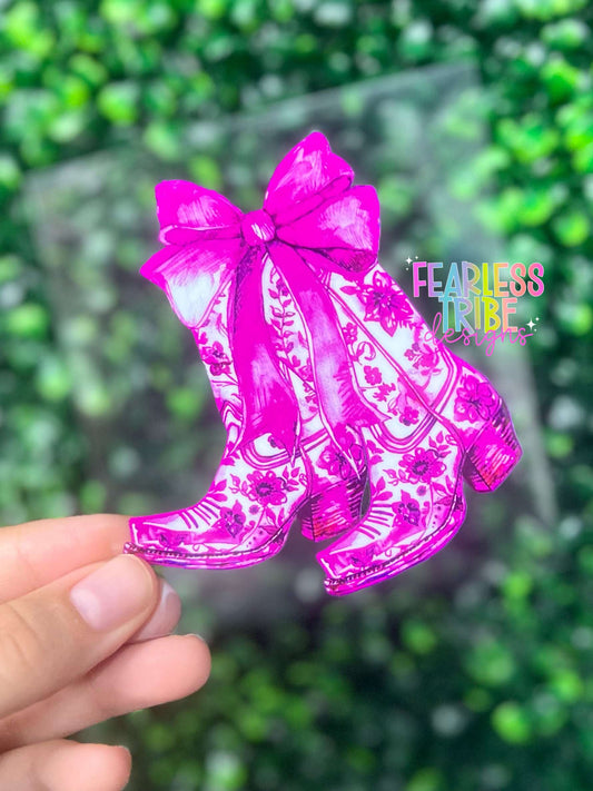 Pink Floral Boots Decal