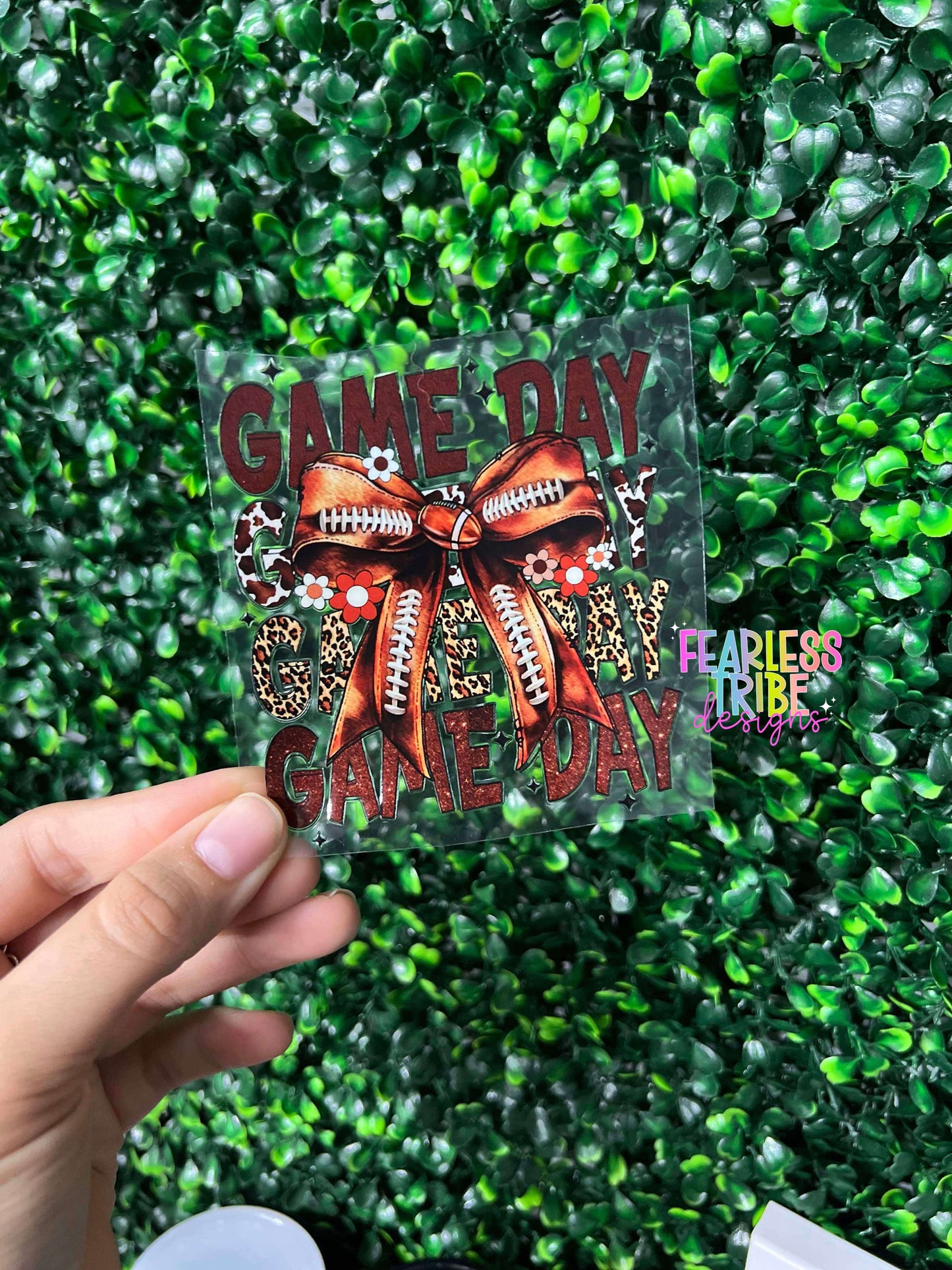 Game Day - Football Bow - Flowers Decal