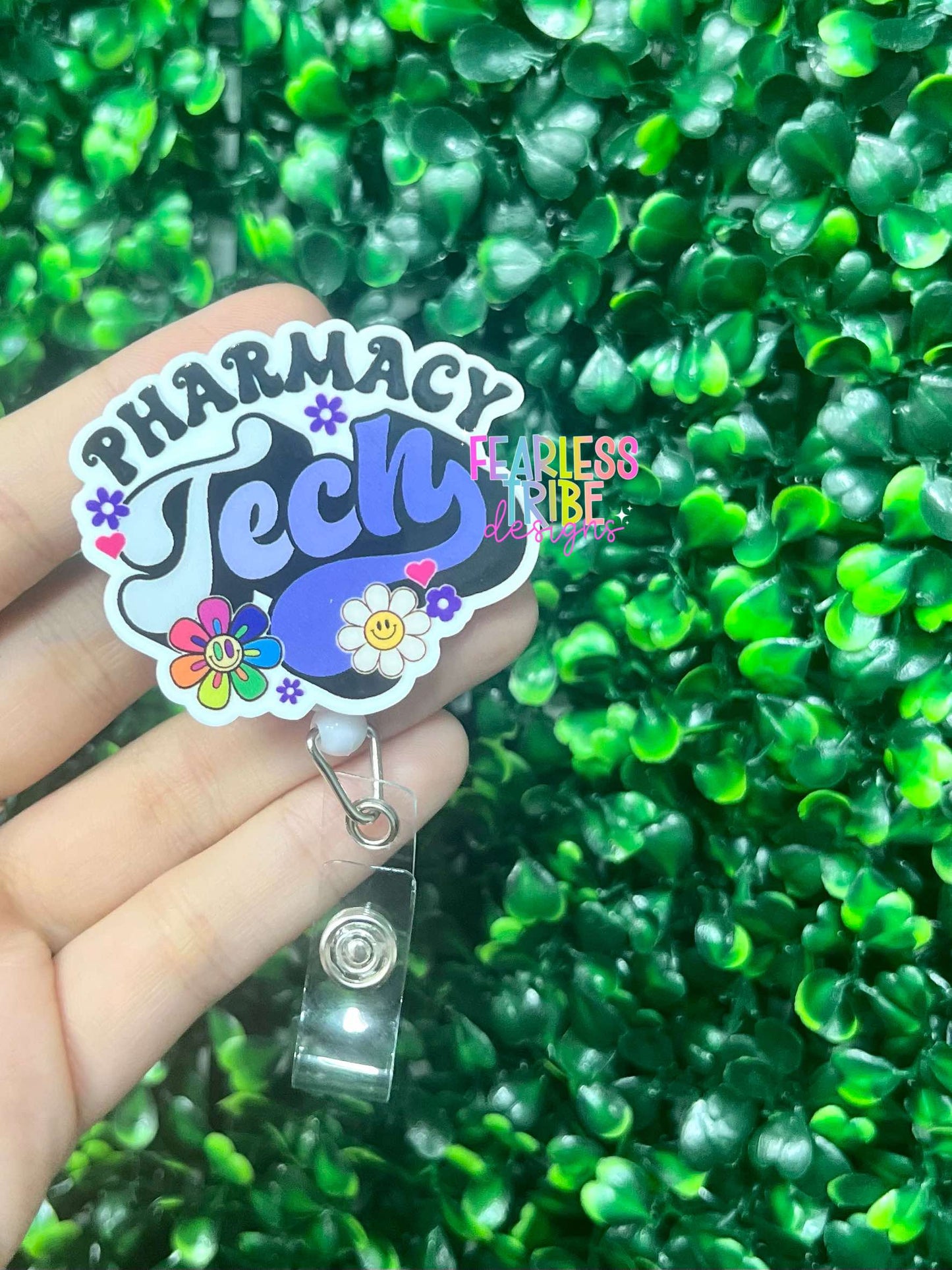 Retro Pharmacy Tech Badge Reel