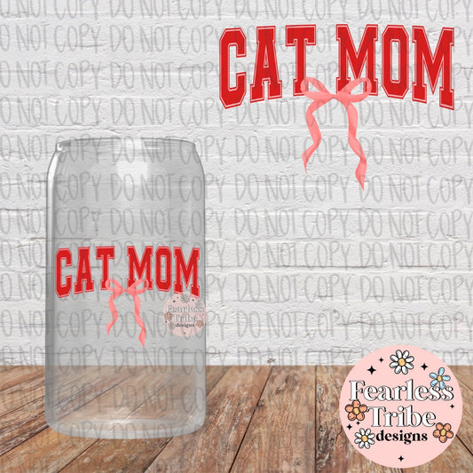 Cat Mom Pink Bow Decal