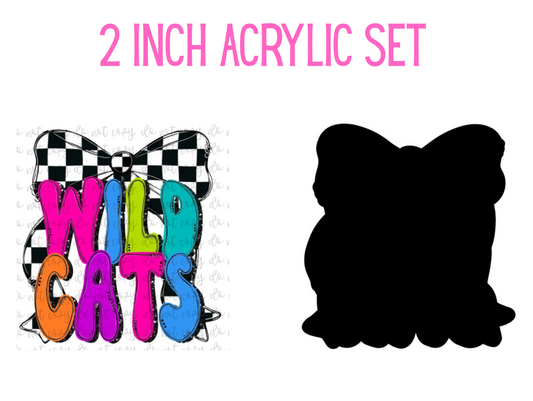 Bright Preppy Mascot Checkered Bow Set