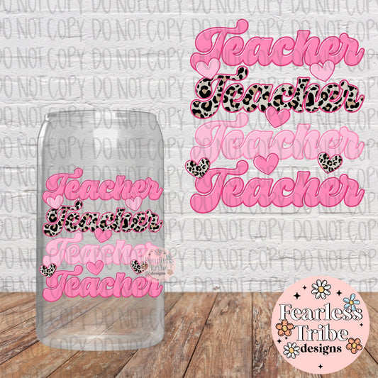 Leopard and Pink Teacher Stack Decal