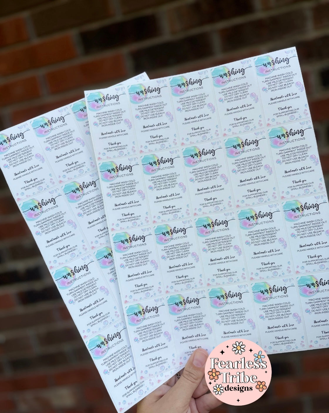 Washing instructions Sticker Sheet