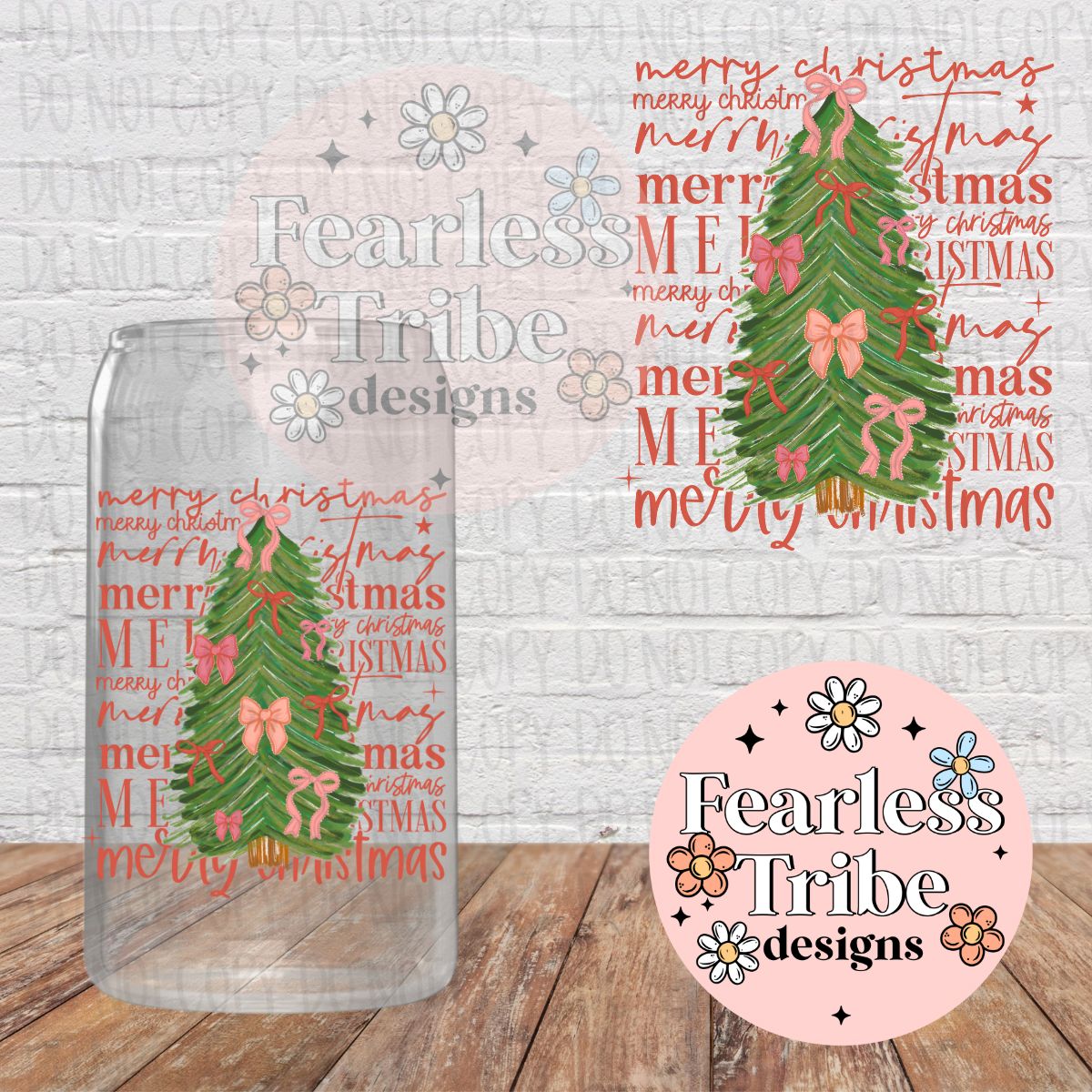 Merry Christmas Tree with Bows Decal