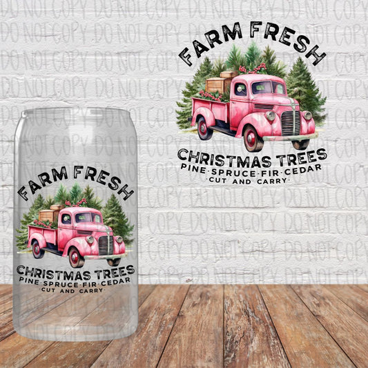 Pink Truck - Farm Fresh Christmas Trees Decal