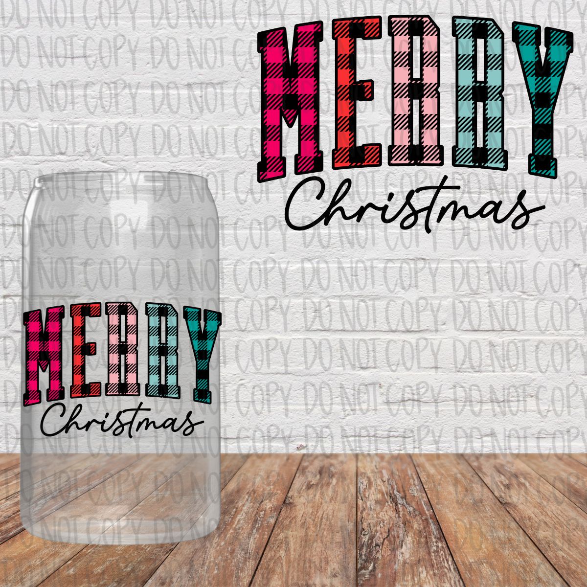 Plaid Merry Christmas Decal