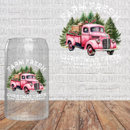 Pink Truck - Farm Fresh Christmas Trees Decal