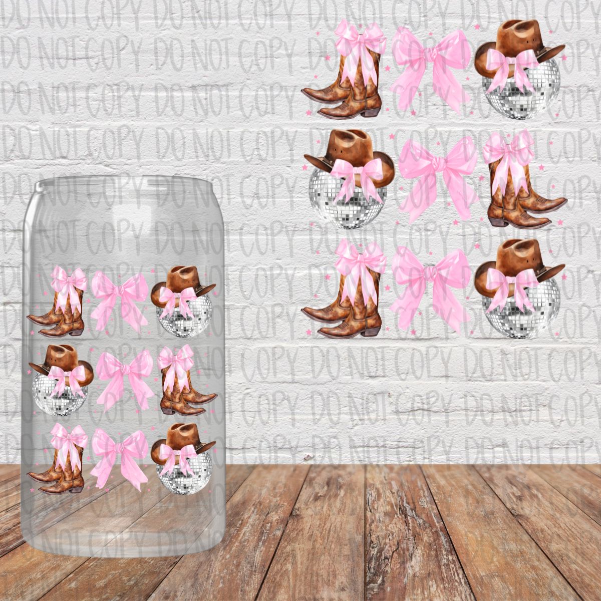 Pink Bows - Disco Balls - Boots Collage Decal