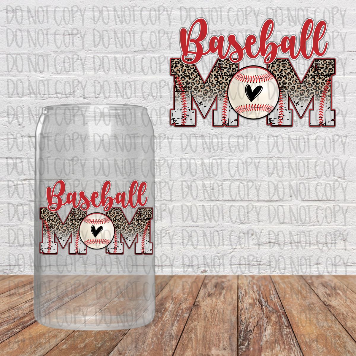 Leopard Baseball Mom Heart Decal