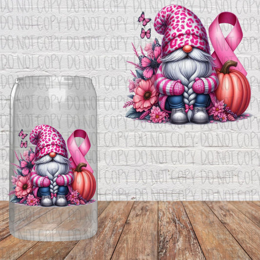 Pink Ribbon Gnome Decal