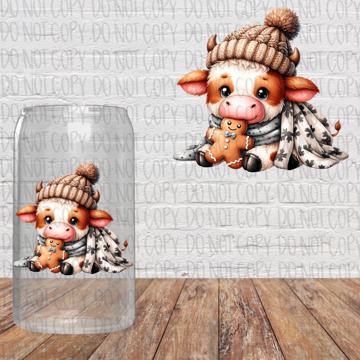 Baby Highland Cow - Gingerbread - Scarf Decal