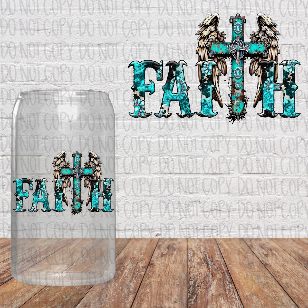 Wings - Turquoise Faith - Cross Decal