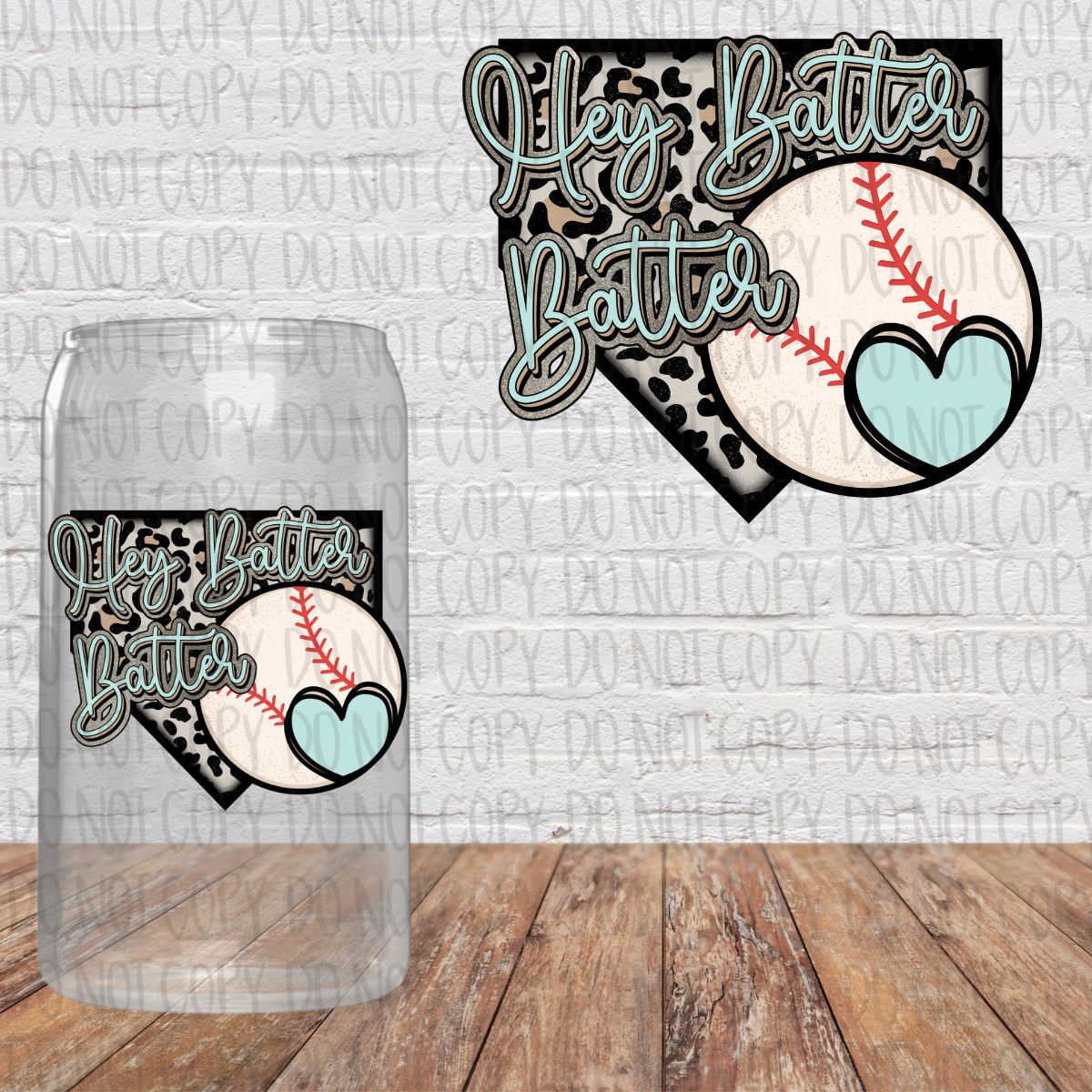 Blue Leopard Hey Batter Batter Baseball Decal