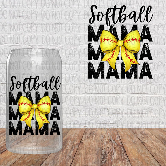 Softball MAMA Bow Decal