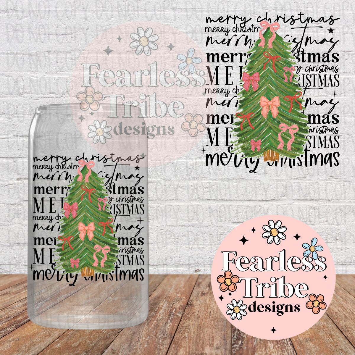 Merry Christmas Tree with Bows Decal