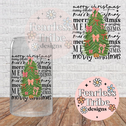 Merry Christmas Tree with Bows Decal