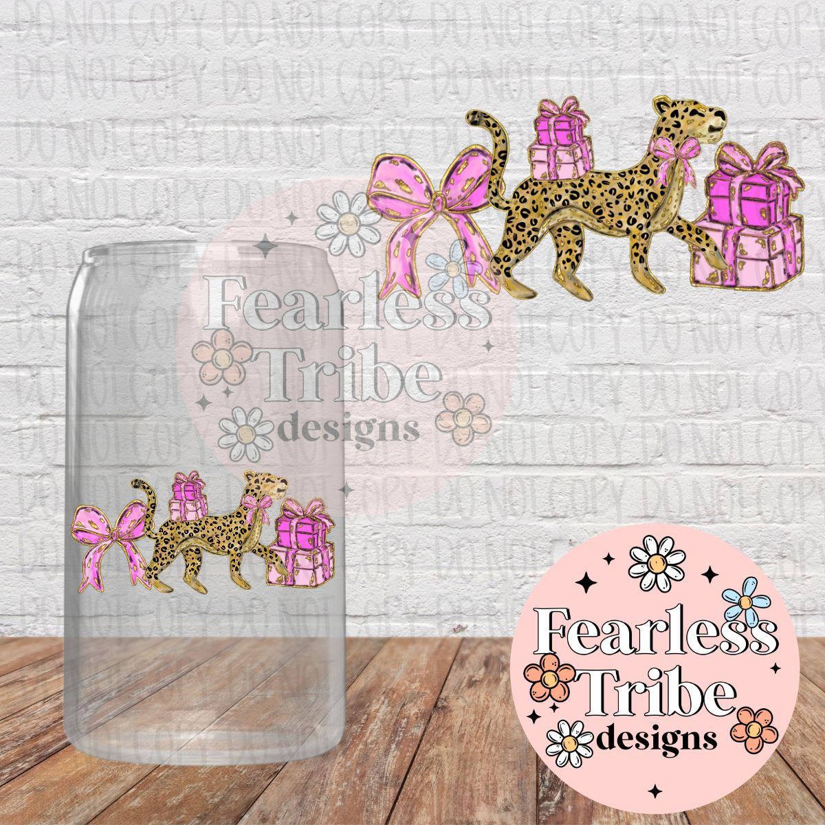 Leopard Pink Bow Present Decal