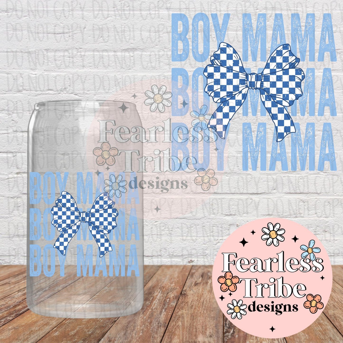 Blue Bow Boy Mama Decal