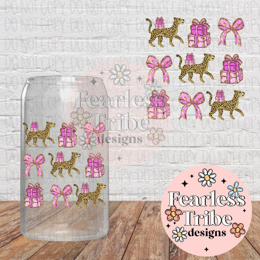 Leopard Presents Pink Bow Collage Decal