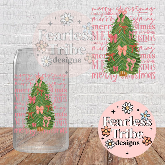 Merry Christmas Tree with Bows Decal