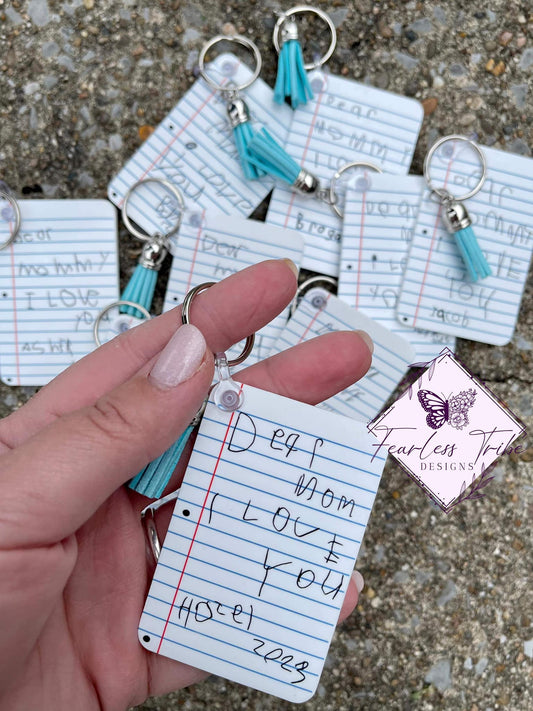 Personalized Notebook Paper Keychain